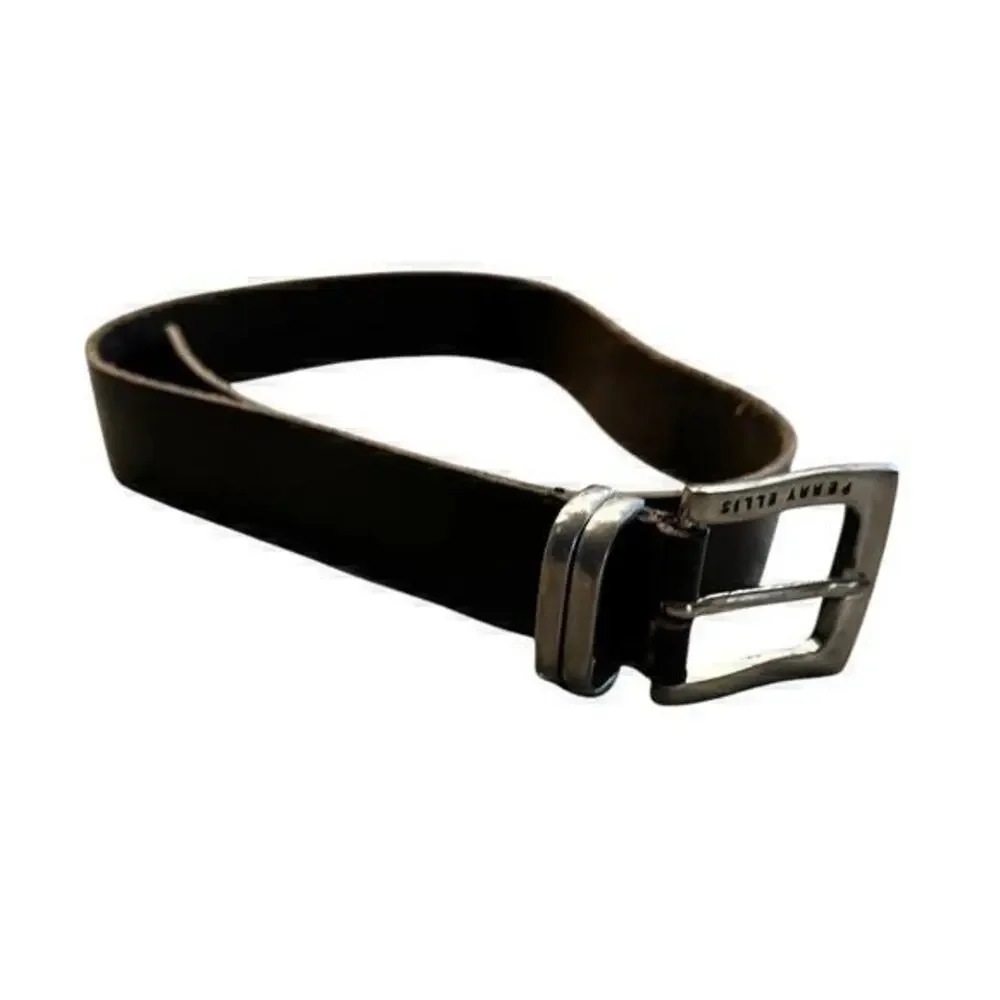Perry Ellis Men’s Chocolate Brown Rawhide Belt 36” Buckle - End notches at 29-33